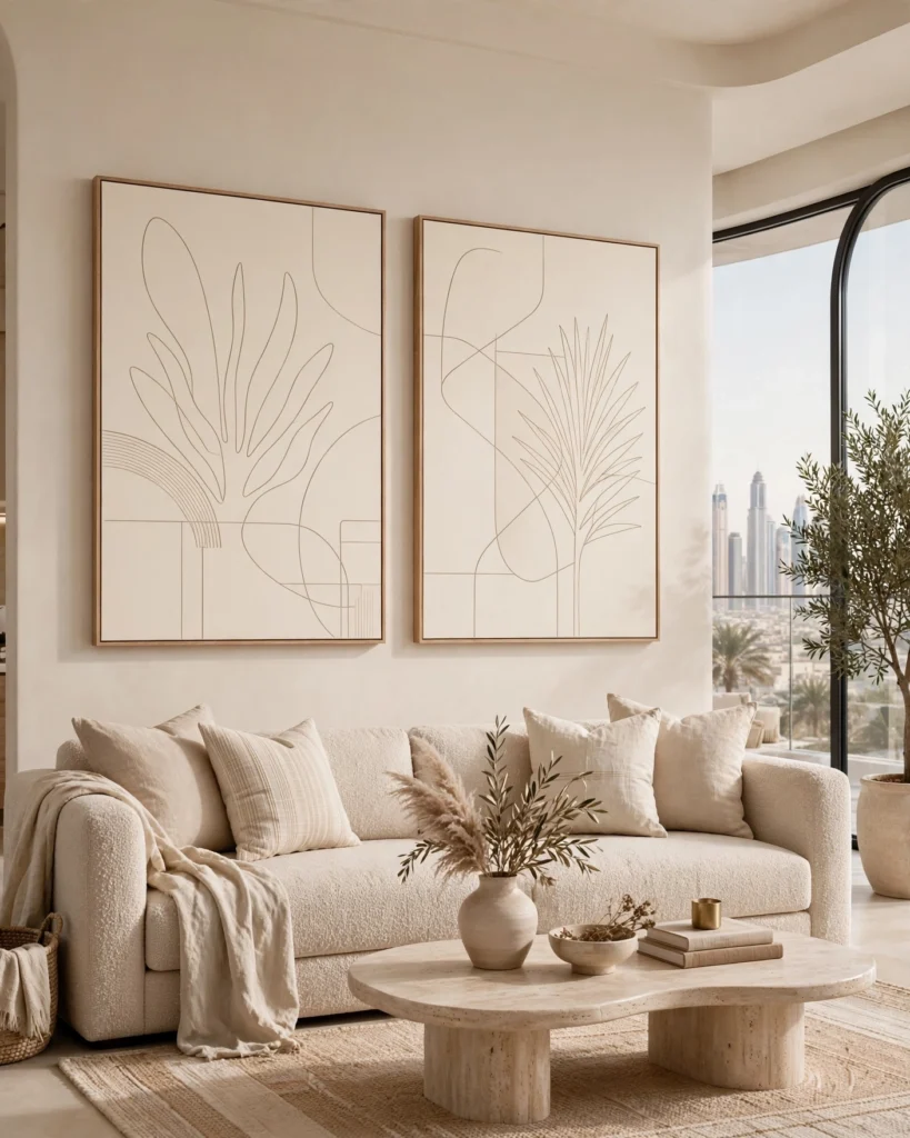 LineSoul Abstract Beige Line Art Canvas Set - Set of 2 Minimalist Wall Art - Photo 1